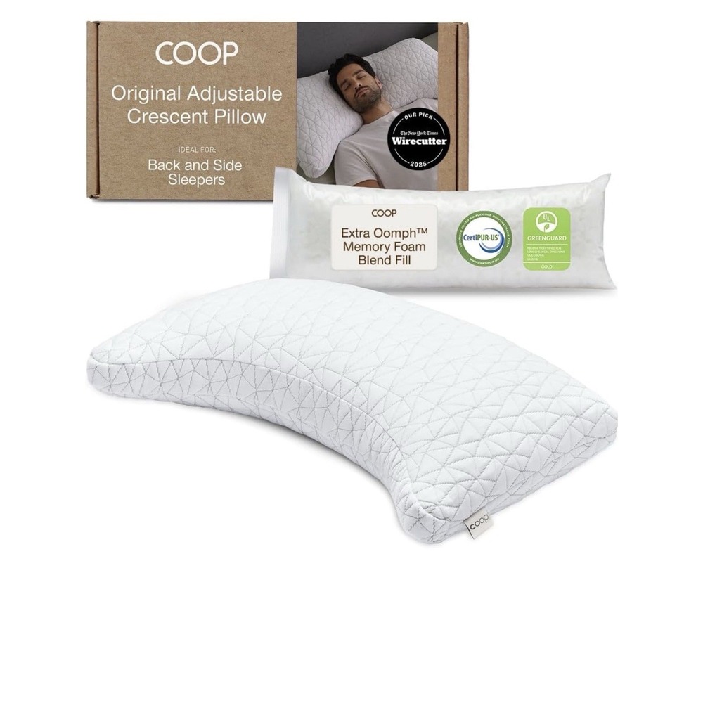 Coop Sleep Goods The Original Crescent Pillow King Size Adjustable Memory Foam